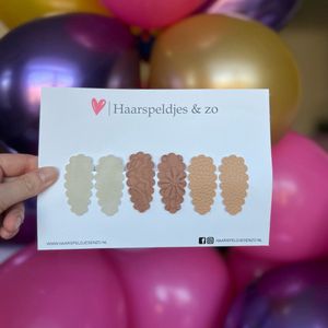 Haarspeldje Liz - golvend - setje - beige - bruin - 4 cm speldjes