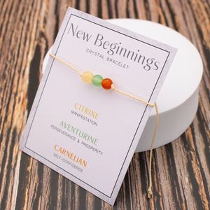 Bixorp ""New Beginnings"" Cadeau Armband - Een Nieuw Begin - Edelsteen Armbandje op kaartje - Citrien, Aventurijn & Carneool