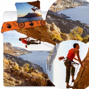 Kinderbeddengo 160x200 katoen - Klimmen Bergen print