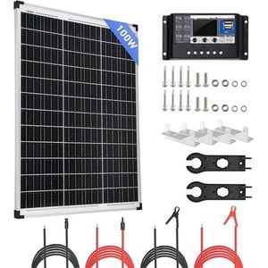 Zonnepanelen Compleet Pakket - Zonnepanelen Plat Dak - Set Van 1x Zonnepaneel 100 Watt Incl Toebehoren - Zonnepanelen Camper - Zonnepanelen Met Stekker