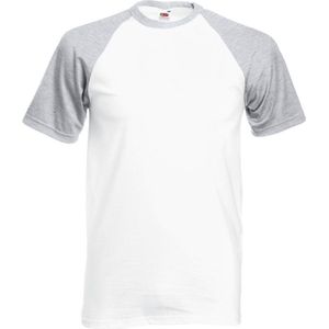 Shortsleeve Baseball T-shirt (Wit / Grijs) XL