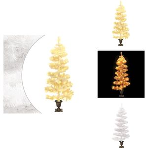 vidaXL Spiraalkerstboom - Spiraalkerstbomen - Spiraal Kerstboom - Kunstkerstboom - Spiraalkerstboom met pot en LED's 120 cm PVC wit