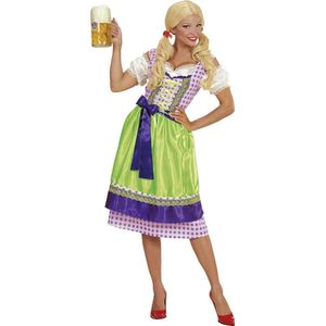 Widmann - Boeren Tirol & Oktoberfest Kostuum - Beierse Dirndl Paars / Groen - Vrouw - Groen, Paars - Medium - Bierfeest - Verkleedkleding