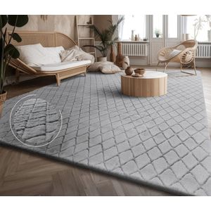 Paco Home Hoogpolig Vloerkleed Woonkamer Shaggy Scandinavisch Geometrisch Rhombus Modern 120x160 cm