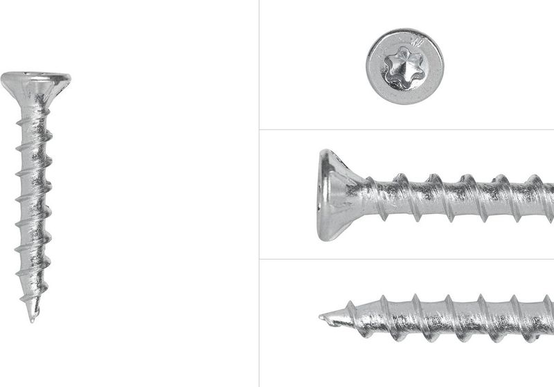 Wovar Spaanplaatschroeven Verzinkt 4 x 30 mm Torx 20 Voldraad | Doos 200 Stuks