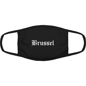Brussel mondkapje | gezichtsmasker | bescherming | bedrukt | logo | Zwart mondmasker van katoen, uitwasbaar & herbruikbaar. Geschikt voor OV