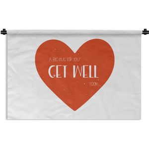 Wandkleed - Wanddoek - Beterschap - Spreuken - Wit - Knuffel - 60x40 cm - Wandtapijt
