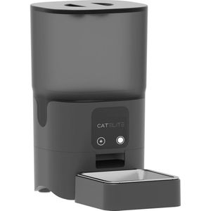 CatElite® - Automatische Voerbak Kat - 6L Voerdispenser RVS - Dual WiFi 5Ghz & 2.4Ghz - Voerautomaat Dispenser met Smart App - Voor droogvoer - Zwart