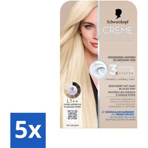 5 x Schwarzkopf - Haarkleuring - Creme Supreme L1++ - Extreme Lightener Plus - 245g - Haarglazuur - Haarkleuring Blonde - Haarkleuring Grijsdekking - Haarkleuring Verzorging