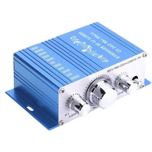 Vierkanaals Mini Auto Versterker voor HiFi Audio - CD DVD MP3 FM-speler met DSP Elektronische Toetsenbordbediening (Blauw)