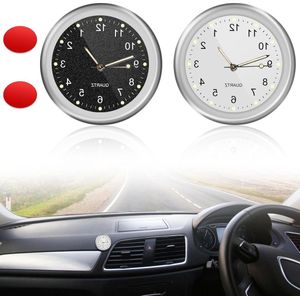 Autoklok voor auto - wit - stick on dashboard - mini-horloge - kwartsklok - luchtventilatieclip - voertuigdashboard .