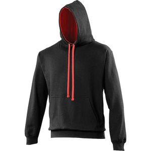 Awdis Varsity Hooded Sweatshirt / Hoodie (Straalzwart / Vuurrood)