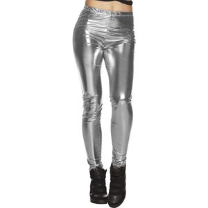 Boland - Legging Glance zilver (M) - Volwassenen - Showgirl - 80's & 90's - Disco