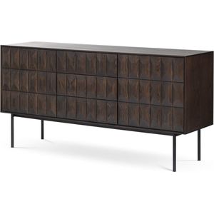 Olivine Vanja Sideboard Donkerbruin - Hout - Metalen Poten - Dressoir - Opbergkast - Klassiek - Industrieel - Eikenhout - 160 x 45 x 79 cm