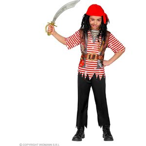 Widmann - Piraat & Viking Kostuum - Piraat Nooitgedacht Zonder Schat Kind - Jongen - Rood, Zwart - Maat 128 - Carnavalskleding - Verkleedkleding
