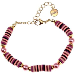 Polymeerklei Armband Dames - Verguld RVS - Roze Armband - Kralen Armband - Verstelbaar Armband