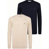 Felix Hardy Sweater Ronde Hals - 2 Pack Heren Beige-Navy - M