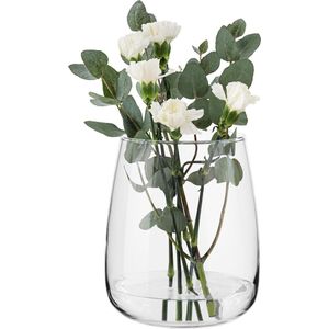 Glazen vaas groot H: 22,7 cm vaas voor pampasgras glazen vaas ronde vazen grote vazen bruiloft tulpenvaas buikige doorzichtige rozenvaas voor tulpen brede opening | Ø 19 cm | zinnia