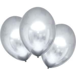 Amscan Ballonnen Metallic 27,5 Cm Latex Platinum 6 Stuks