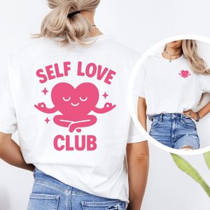 Unisex T-Shirt - Self Love Club - Kleur wit - Maat M - Straal rust en zelfvertrouwen uit