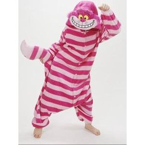 Onesie Cheshire Cat pak kind roze kat - maat 128-134 - Alice in Wonderland jumpsuit pyjama