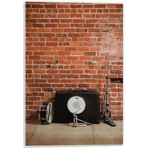 Forex - deel van Drumstel met Bakstenen Muur Achtergrond - 40x60cm Foto op Forex