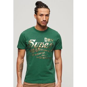 Superdry Metallic Workwear Graphic T-shirt Met Korte Mouwen Groen M Man