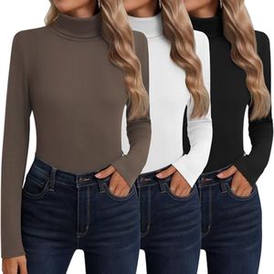 3 Pack Dames Coltruien met Lange Mouwen - Warm Thermisch Ondergoed voor Herfst en Winter