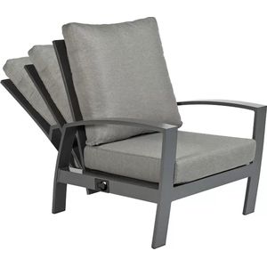 Tierra Outdoor Loungestoel Valencia - Traploos Verstelbaar - Incl. Kussens - Aluminium - Antraciet