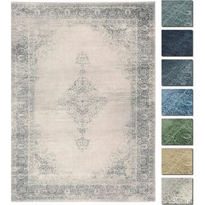 Vintage tapijt, loper, crème, 80 x 145 cm, wasbaar, boho-tapijt, super zacht, modern laagpolig tapijt