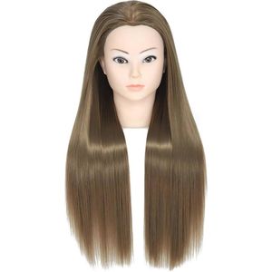 Trainingshoofd voor kappers en cosmetologie, 66-71 cm, voor lang haar, met gratis klem en vlechten set