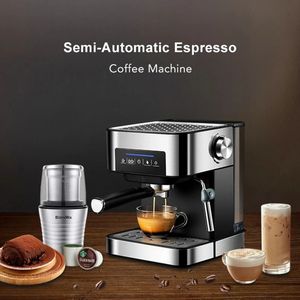 Mima® Koffiezetapparaat- Espressomachine - Koffiemachine-Koffiemolen- Silver- Melkopschuimer-Pistonmachine Koffie- Koffiemok Heater- Luxe Uitstraling