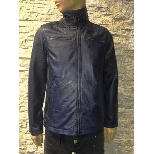 Blauw Heren Leren Parka- Albert - XL