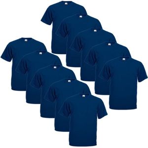 Fruit of the Loom 10x Grote maat Value Weight T-shirt Marineblauw 5XL (XXXXXL)