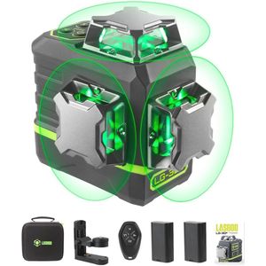 Zelfnivellerende 360° Groene Kruislijnlaser met Afstandsbediening - Professionele Laser Waterpas voor Bouw en Fotolijning