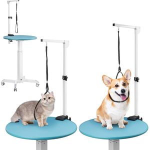 Fudajo ronde trimtafel voor honden en katten, rond en 180° draaibaar; in hoogte verstelbaar, verstelbare hondentrimtafel, wastafel, droogtafel - Multistrobe