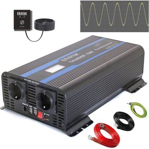 12V naar 230V Spanningsomvormer 1500W/3000W met USB-Poorten en Afstandsbediening