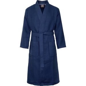 Sauna badjas wafel - biologisch katoen - marineblauw 3XL - blauwe unisex badjas - wafel badjas blauw - Oeko-Tex - kimono - wafel badjas dames - wafel badjas heren - marineblauw - maat 3XL