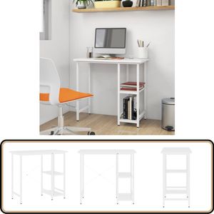 vidaXL Computerbureau - 80x40x72 cm - Wit MDF en metaal Computerbureau - Industrieel Bureau - Witte Bureau - Mdf Bureau - Bureaus
