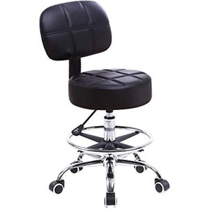 Zadelkruk op Wielen - Kapperskruk Ergonomisch - Tabouret - Zwart