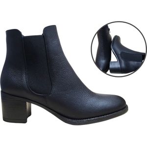 Stravers - Maat 42 Stoere korte laarsjes - zwart - Grote Maten Enkellaarzen