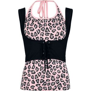 Rock Rebel by EMP Zwarte haltertop met doodshoofdpatroon - Dames - XL