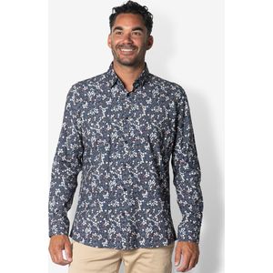 Twinlife Heren Shirt Print, Geweven - Overhemd - Comfortabel - Regular Fit - Blauw - 3XL