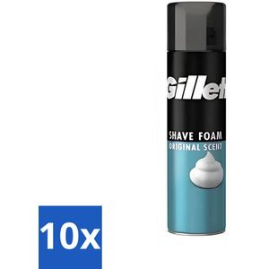 10 x Gillette - Scheerschuim - Normale Huid - Verzachtend en beschermend - 200 ml - Scheerschuim - Huidbeschermend - Verzachtend - Normale Huid - Scheermes