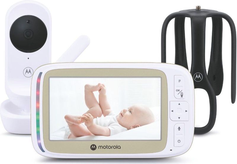 Motorola VM45 CONNECT – Babyfoon met wifi-camera en 5-inch monitor | HD-beeld met 720p, tweewegcommunicatie, temperatuurregeling, Stargrip voor bevestiging aan wieg, Motorola Nursery-app, bereik tot 300 m