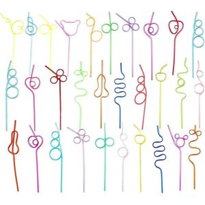 Herbruikbare kleurrijke rietjes - gevarieerde draaiende rietjes - curly shaped rietjes - verjaardagsfeest bruiloft Kerstmis .