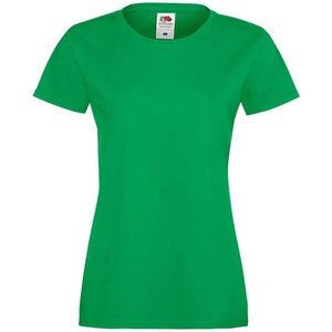 Fruit Of The Loom Lady-Fit Dames Sofspun® T-shirt - Kelly Groen - Extra Large