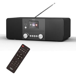 XORO HMT 620 All-in-One stereo internetradio met cd-speler, DAB+/FM-radio, wifi, Bluetooth, Spotify Connect, MP3 USB-speler, netwerkstreaming, app-bediening, zwart