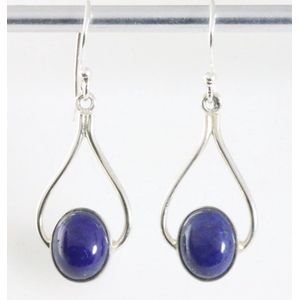 Opengewerkte zilveren oorbellen met lapis lazuli