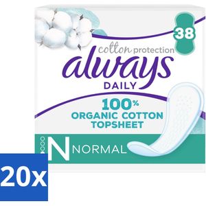 20 x Always - Inlegkruisjes - Normal - Cotton Protection - 38 Inlegkruisjes - Inlegkruisjes - Biologisch Katoen - Dagelijkse Bescherming - Natuurlijke Materialen - Comfortabel